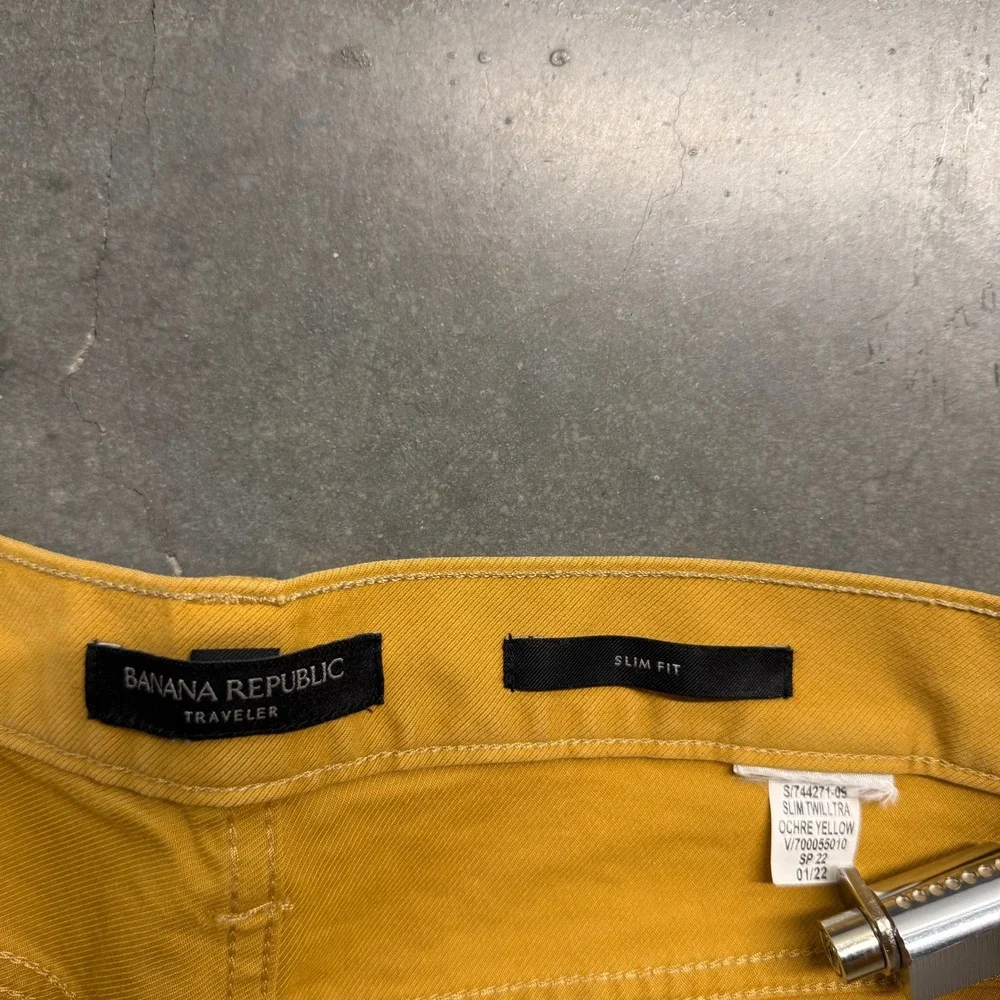 Banana Republic Traveler Slim Fit Pants Ochre Yellow 34x27 S/744271-05 Mens